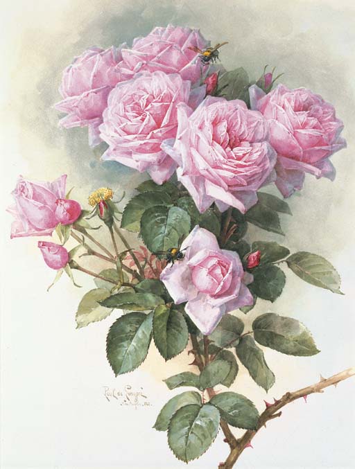 Paul de Longpré - Roses and Bumblebees 1899