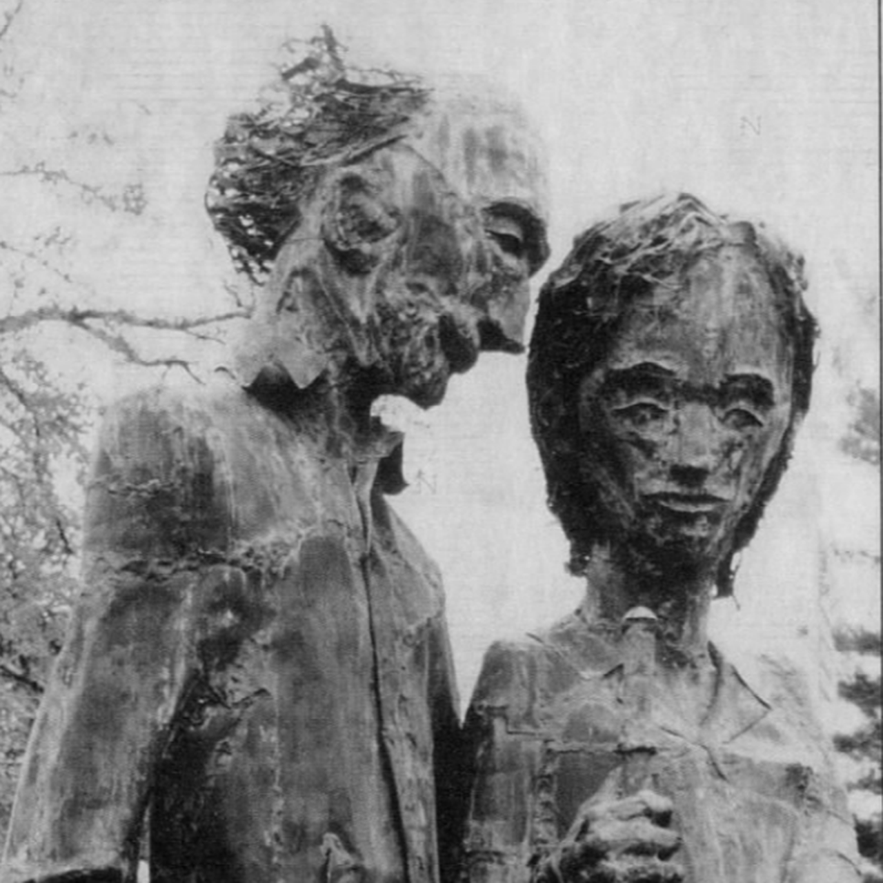 Robert and Frances Bickelhaupt copper statute _The Arborists_