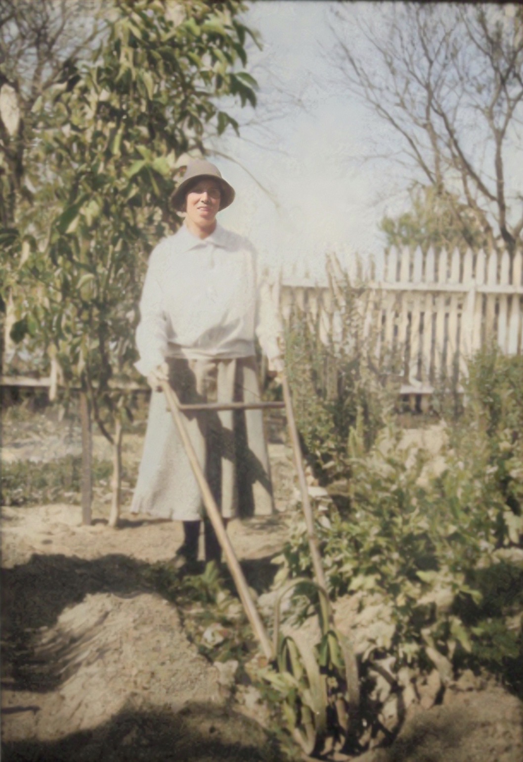 Katherine Esau cultivating sugar beets 1926