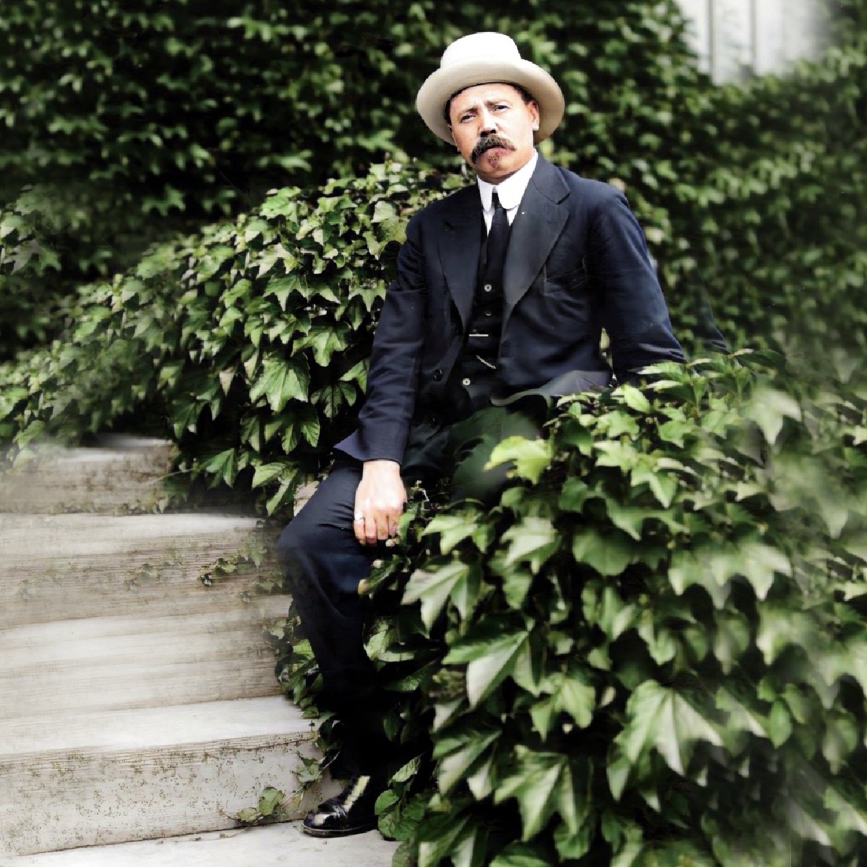 Ernest Henry Wilson on the steps at Harvard