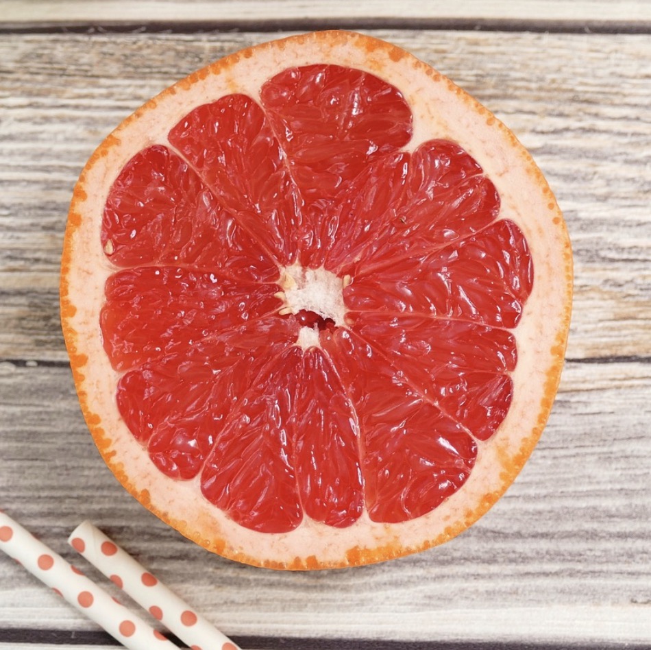 A Grapefruit sliced in half