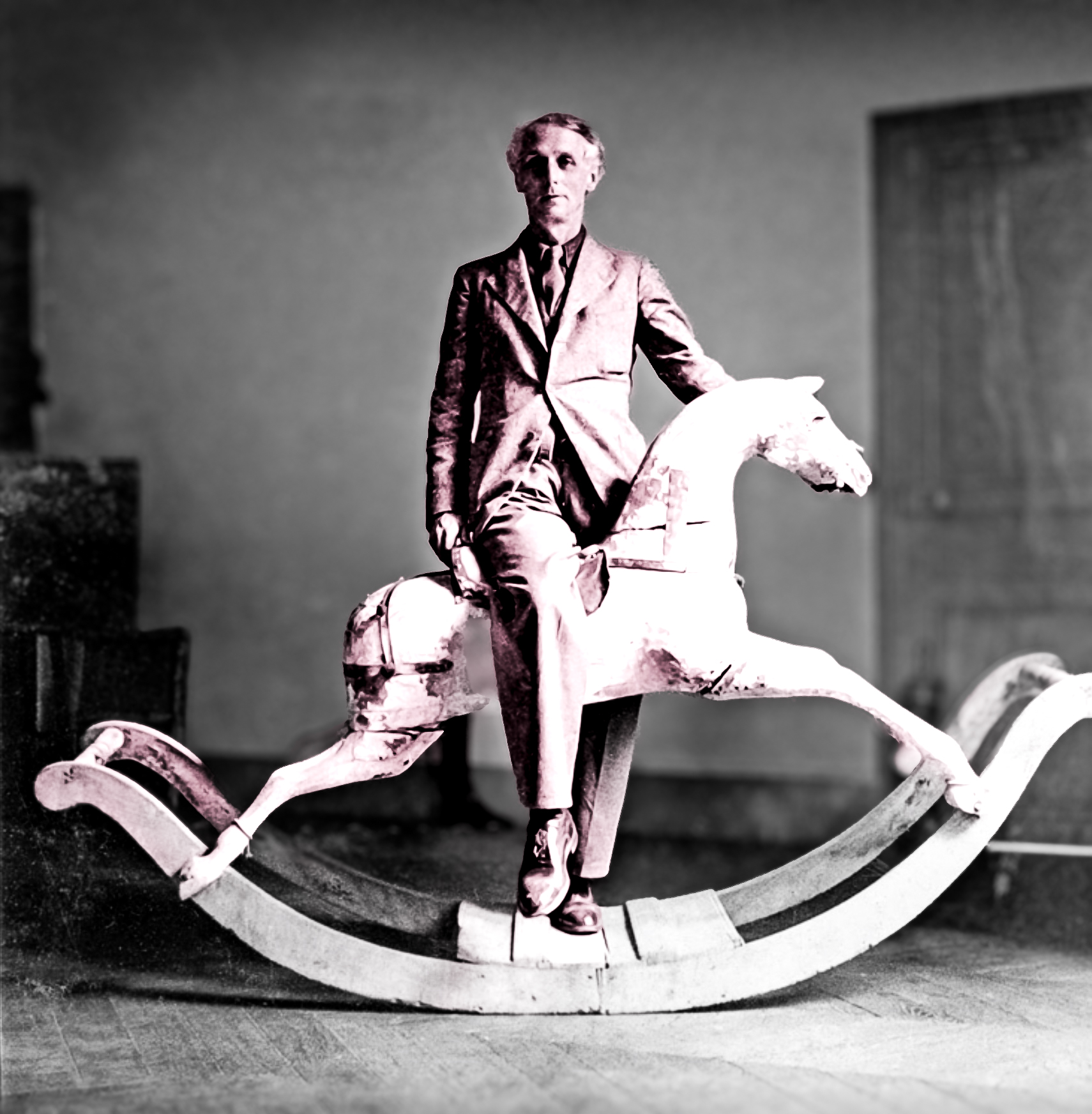 Max Ernst with rocking horse
