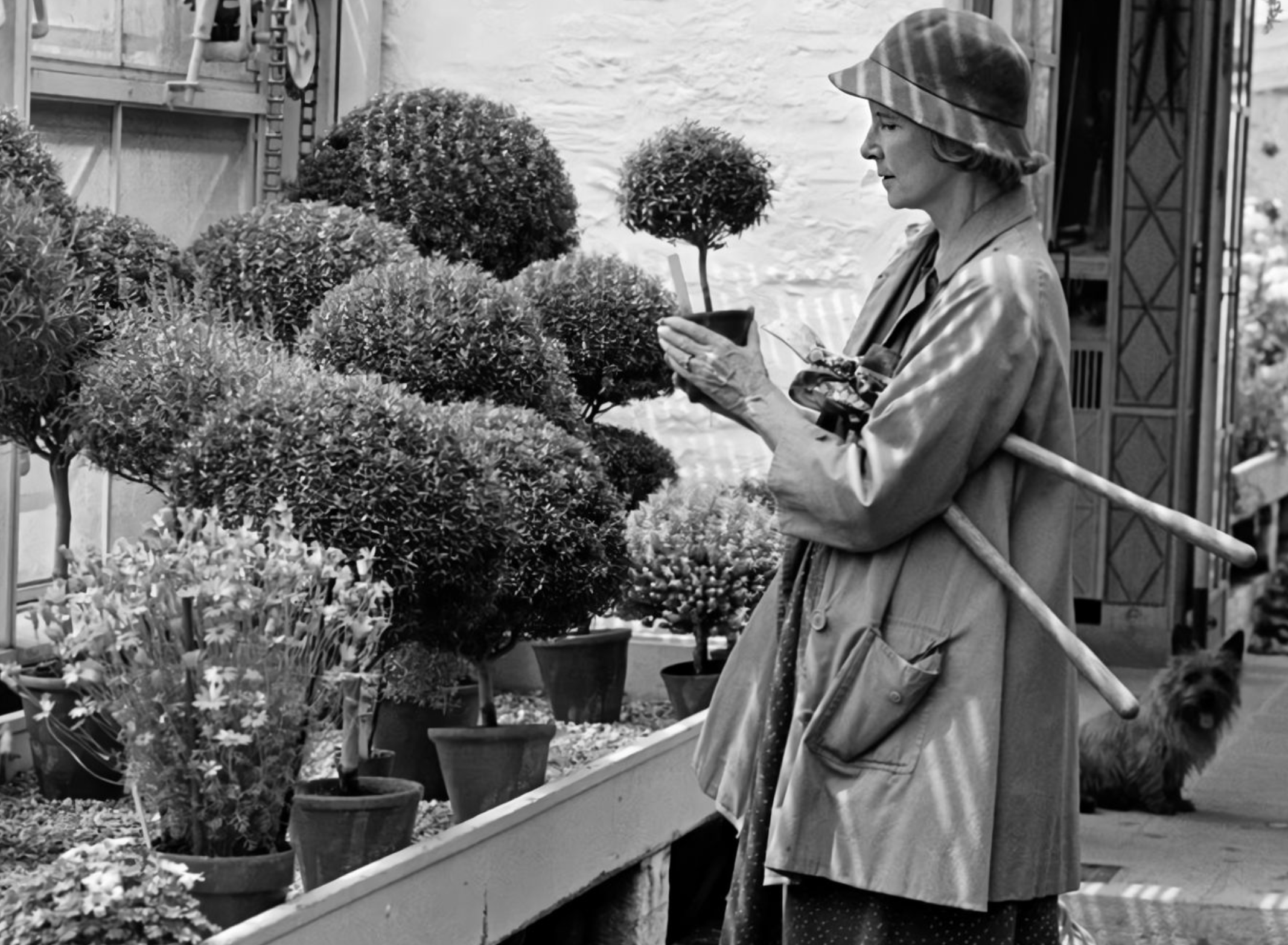 Bunny Mellon with Small Topiary