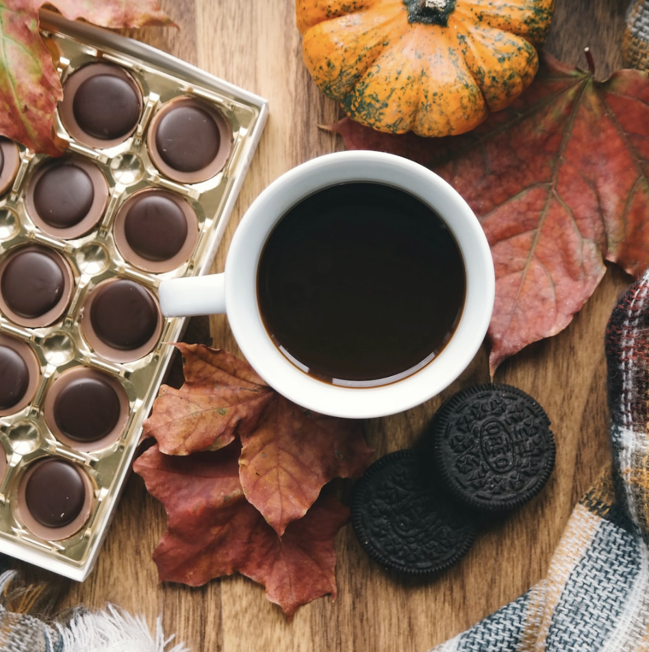 A cuppa and chocolate after fall garden chores