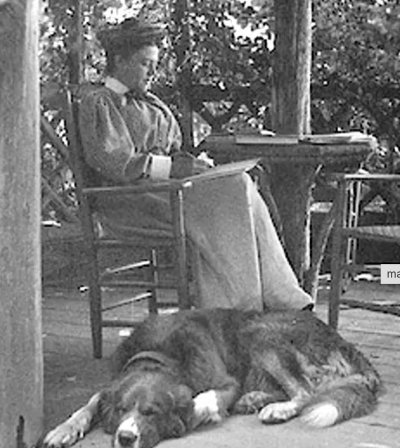 Mabel Osgood Wright with dog at her feet