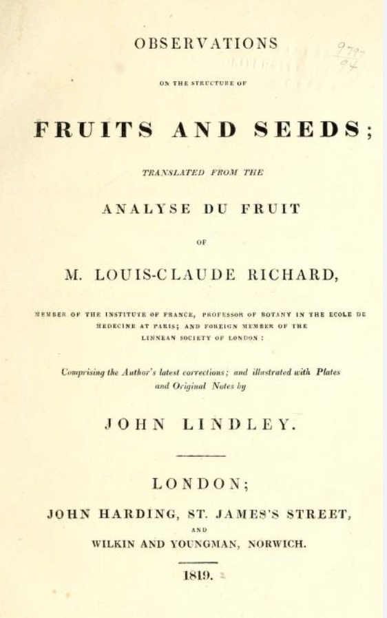 Observations on the Structure of Fruits by John Lindley