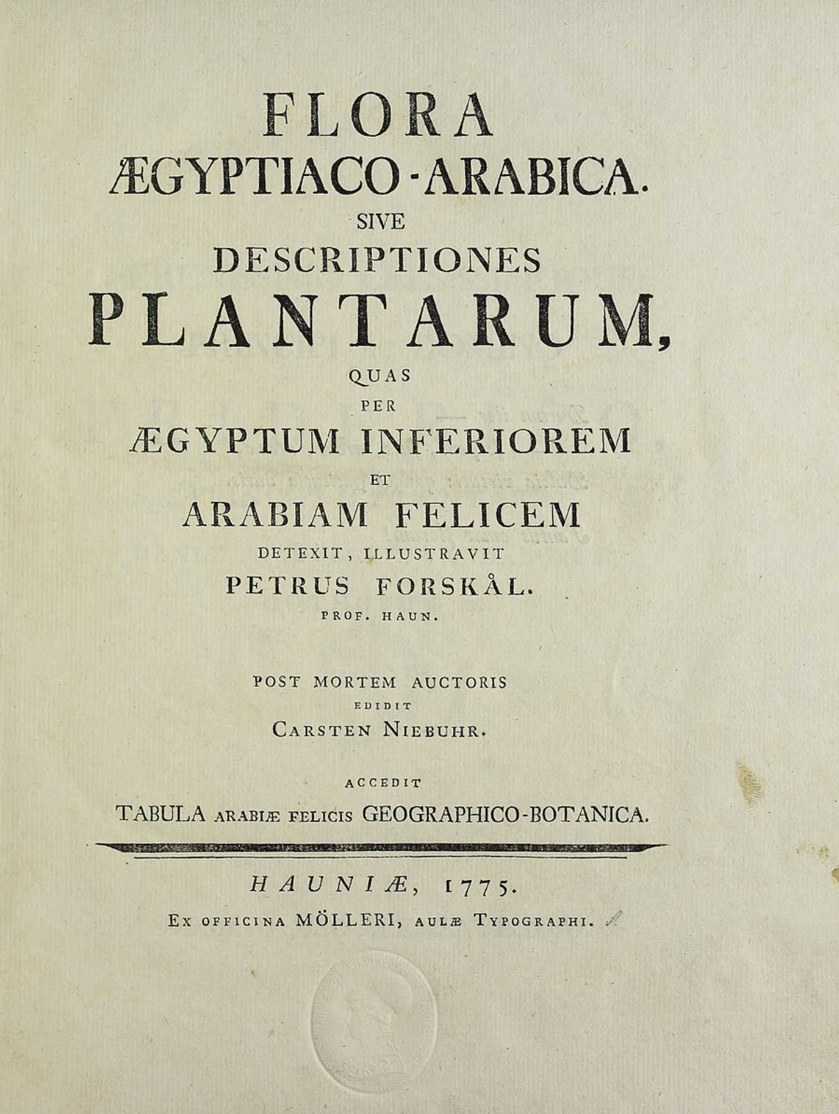 Peter Forsskal's Flora Aegyptiaco-Arabica, 1775